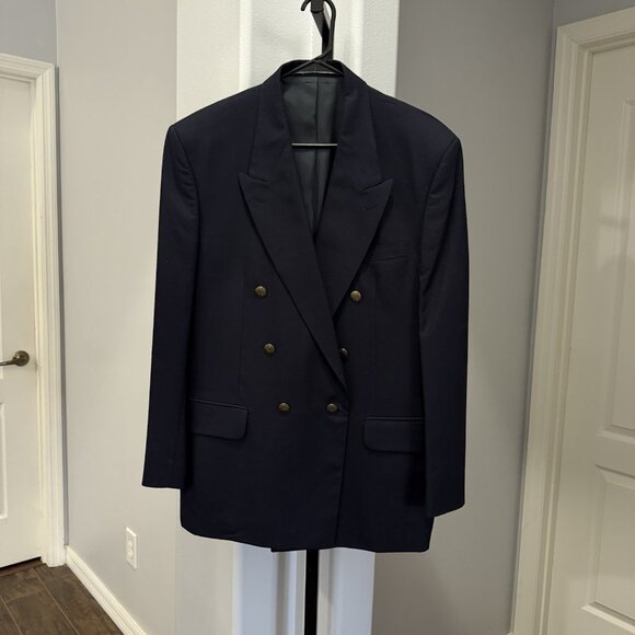 Oscar de la Renta Other - Vintage Oscar de la Renta Men’s Navy Blue Double-Breasted Blazer 42R